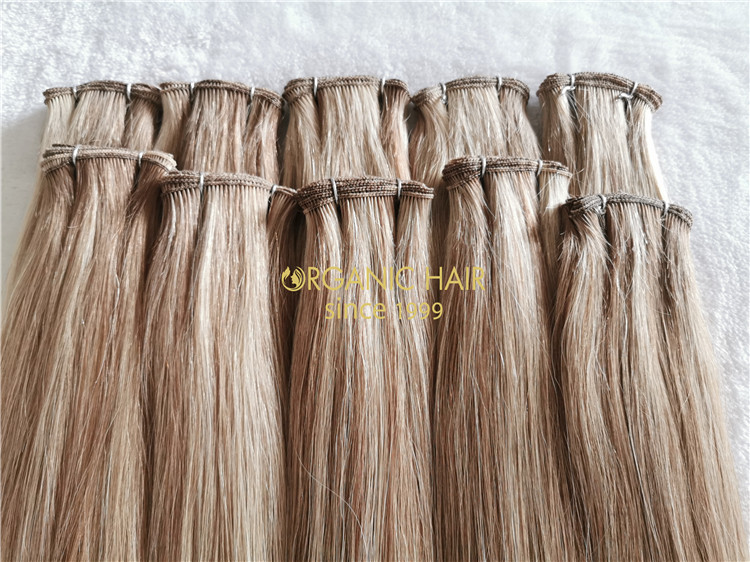 Double drawn human virgin hair handtied weft custom colors C114